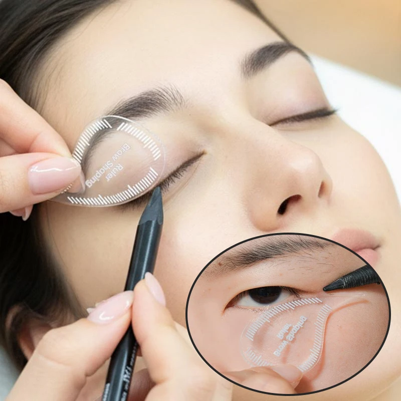 1 * herramienta de mapeo de cejas con arco en forma de lágrima, plantilla de regla para dar forma a las cejas de 1 minuto, plantillas de dibujo rápido, delineador de ojos PMU para trazo de cabello y cejas
