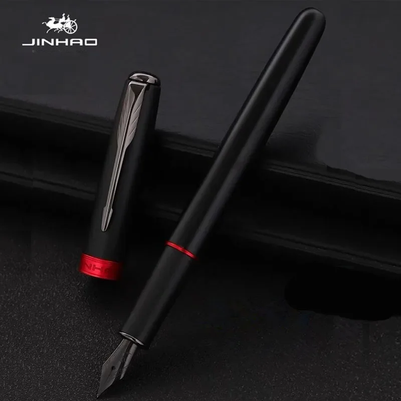 jinhao 75 metal fountain pen preto e vermelho escritorio financeiro material estudantil papelaria escolar canetas de tinta qualidade de luxo 01