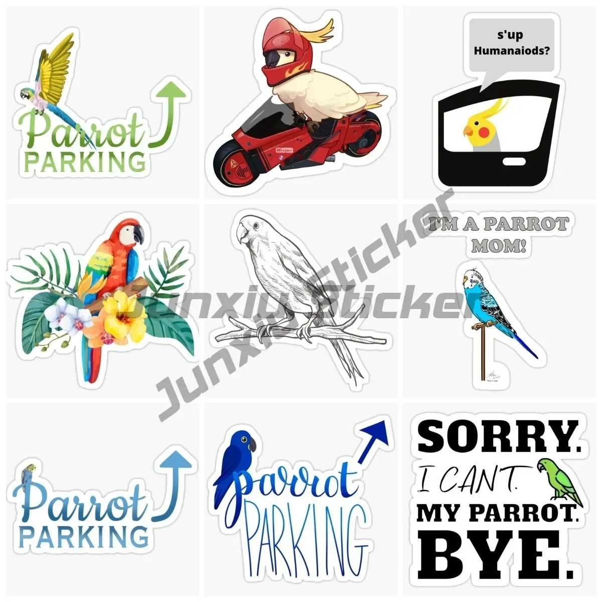 

Creative Car Sticker Realistic Cartoon Parrot Funny Personality Cover PVC Self-adhesive Anti-UV Waterproof Decal