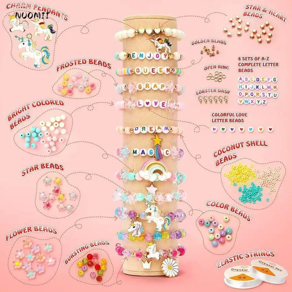 

Letter Beads Jewelry Making Kit Candy Color Round Bracelet Necklace Beads Cute Exquisite Loose Beads Women