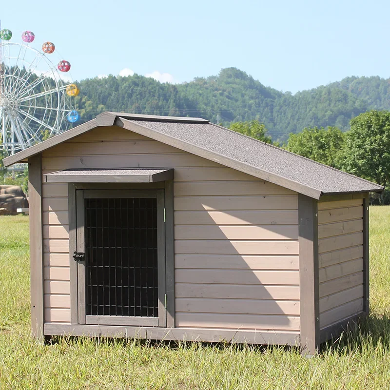 Outdoor Solid Wood Sunscreen Rain Protection Dog House Kennel Large Medium-sized Dog Courtyard Villa Universa