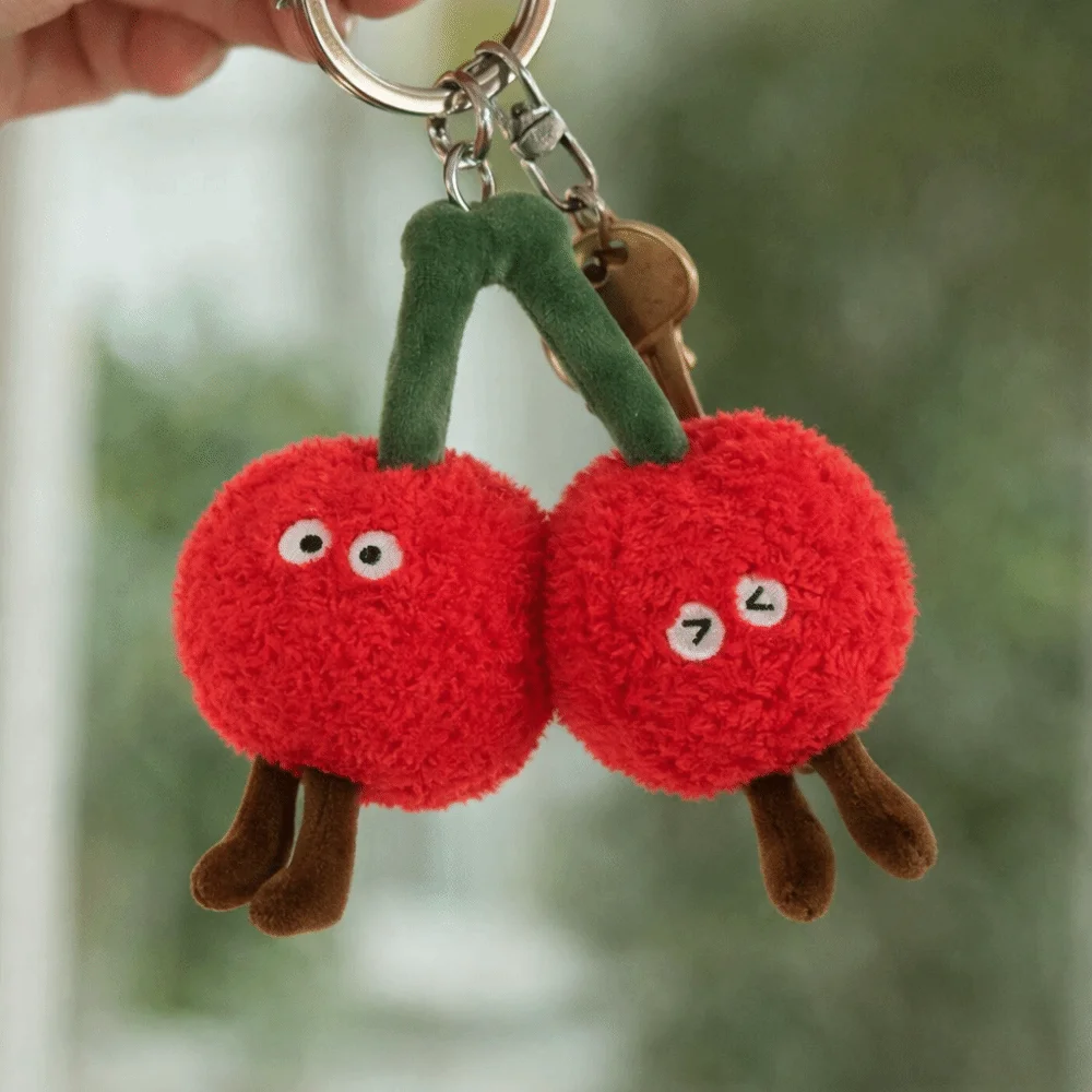Soft Material Cherry Pillow Cute Design Huggable Texture Stuffed Cushion With Legs Human Figured Cherry Pendants view 2