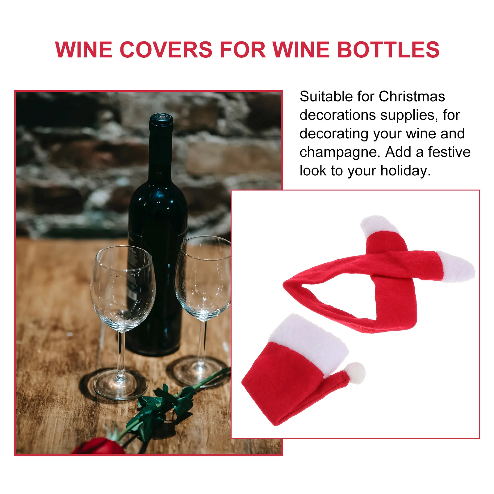 6 ensemble chapeau de noël écharpe bouteille de vin couvre rouge belle décoration de Table de dîner de noël maison hôtel fête bouchon de vin sacs de bouteille de noël