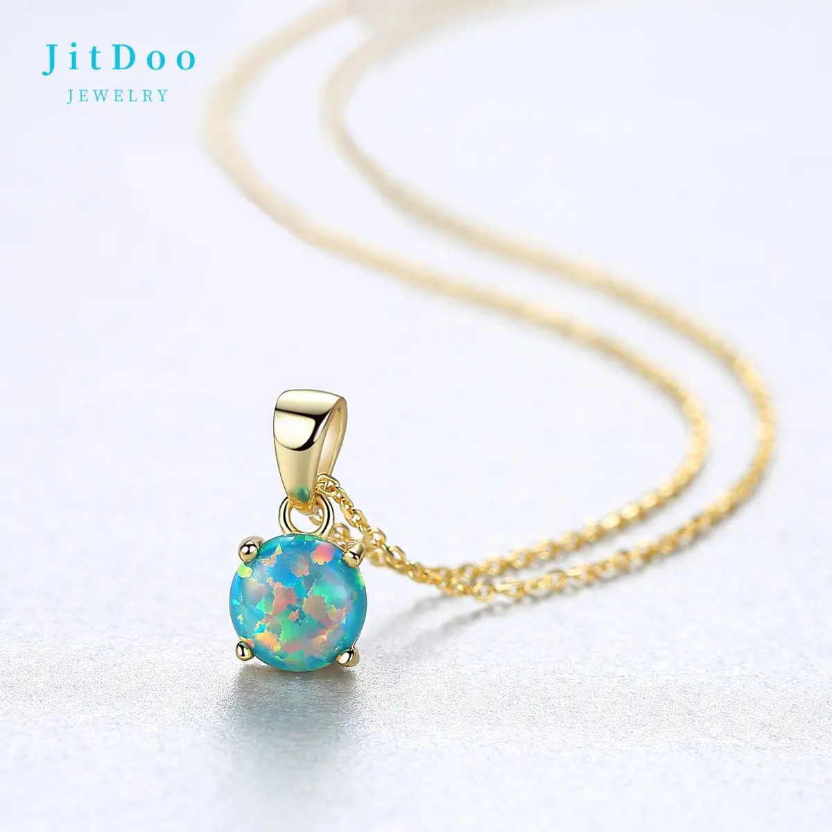 

JitDoo 2023 New Arrival Classic S925 Silver With Opal Necklace for Women Gold Color Delicate Sparkling Fine Jewelry Girls Gift