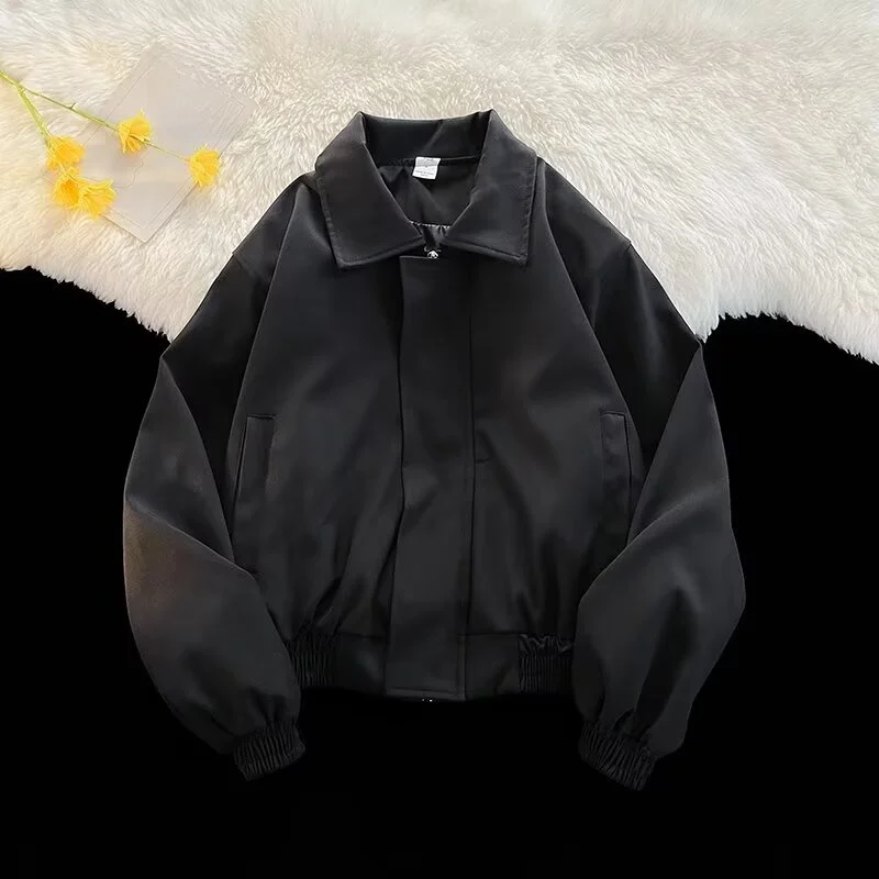 

Spring ort Men's Workwear Jaet Loose Fit Turn-down Collar Trendy Casual Haome Windbreaker Coat Youth ular Sle