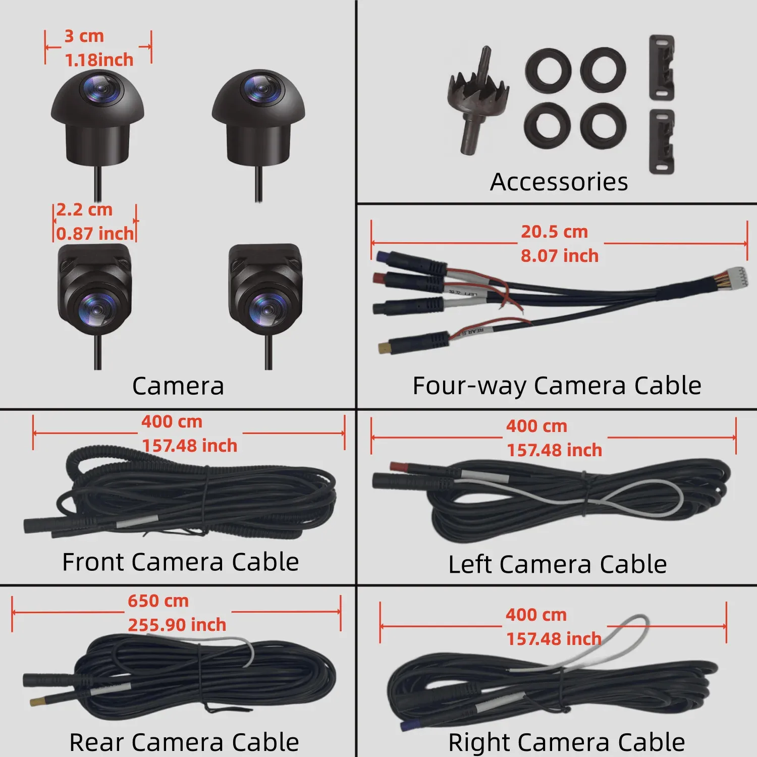 360° HD Panoramic Camera for 4 Way Views,for Car Android Radio Multimedia Player  Night Vision Full Color Front+Rear+Left+Right