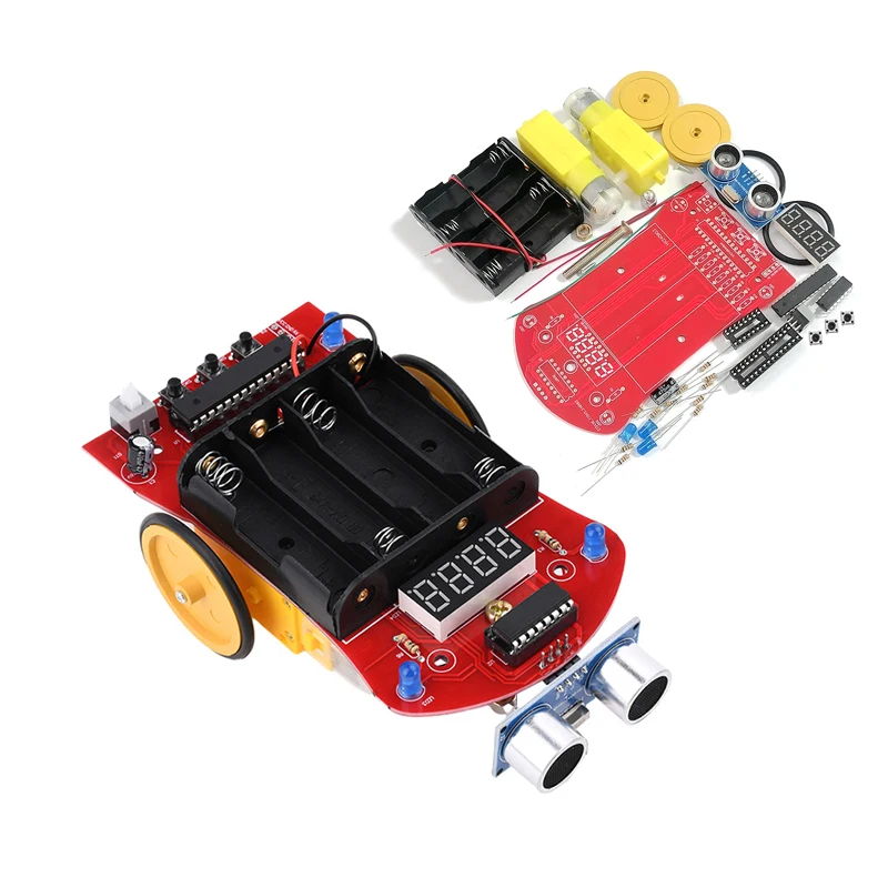 DIY Welding Kit Ultrasonic Distance Measurement Obstacle Avoidance Car Intelligent Track Line Robot Electronic Soldering Kits
