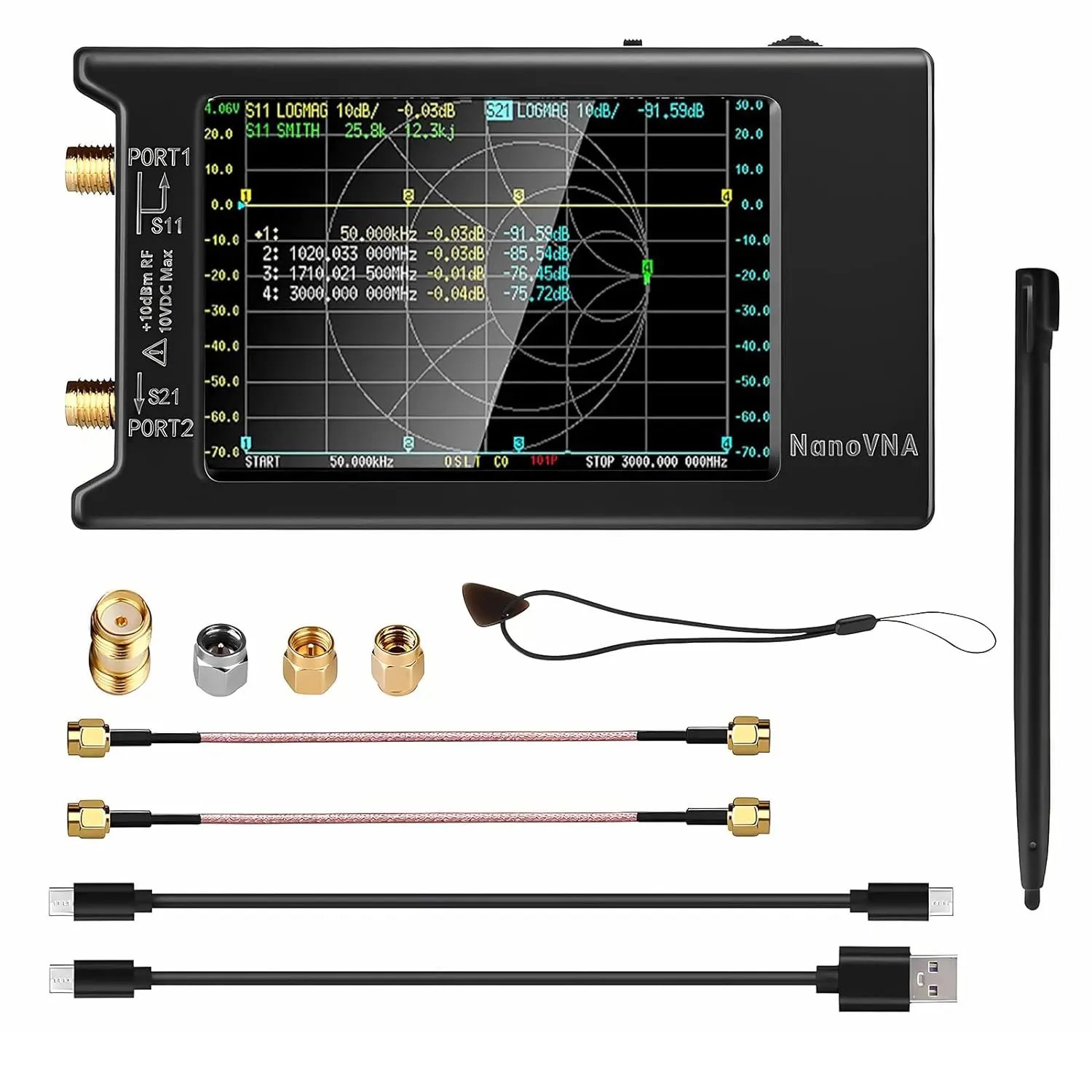 

GJMYNSI NanoVNA-H4 Vector Network Analyzer V4.3 10KHz -1.5GHz HF VHF UHF Portable Antenna Analyzer S-Parameter VSWR Phase