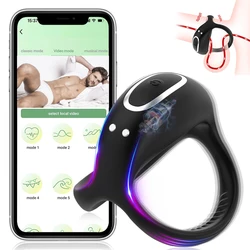 Vibrators Ring App Remote Control Silicone Cock Rings 9 Speeds Vibration Long-Lasting Erection Penis Vibrator Sex Toys for Men