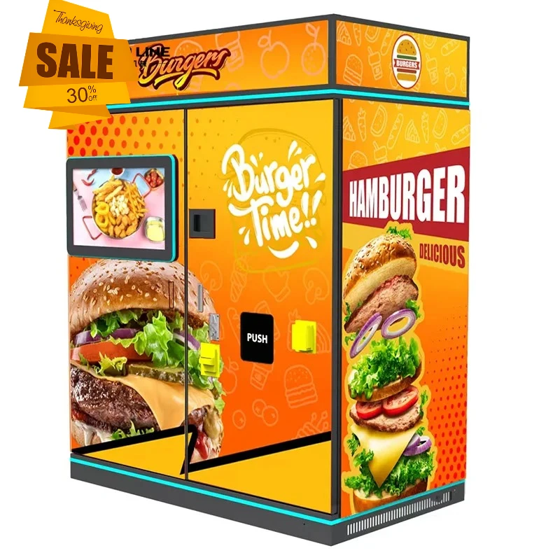 Automatic Instant Hamburger Cooking Vending Machine Commercial Food Vendor With Custom Logo Customizable Appearance