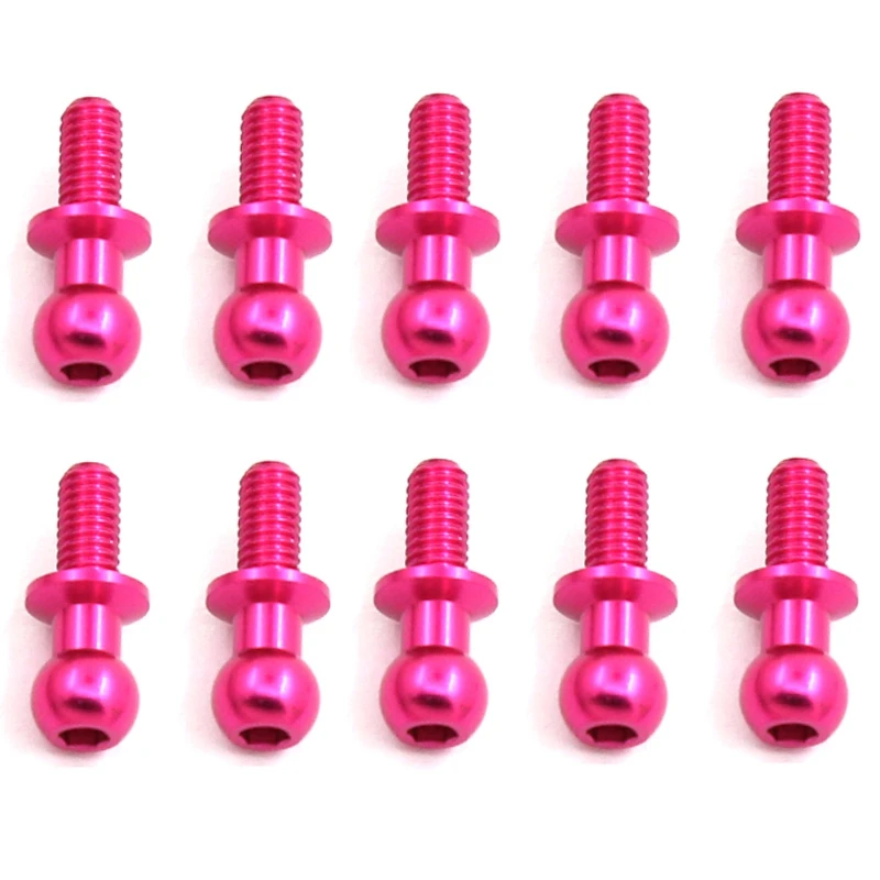 Tornillos de cabeza esférica hexagonal de Metal para Tamiya TT01 TT02 Sakura D5 1/10 RC Drift, piezas de repuesto universales, 10 piezas, color rosa