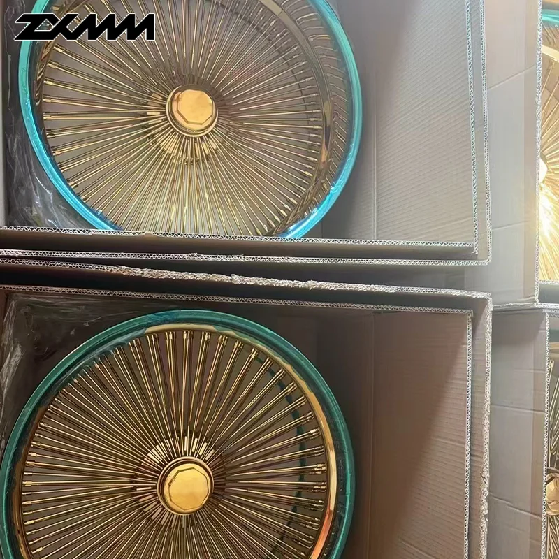 ZXMM New 4 Pieces Forged 24k Gold Wire Spoke Rims 17 18 20  21  22  24 26 28 Inch  Wheels 5x120.65 6x139.7 Rims 73.1 78.1 87.1