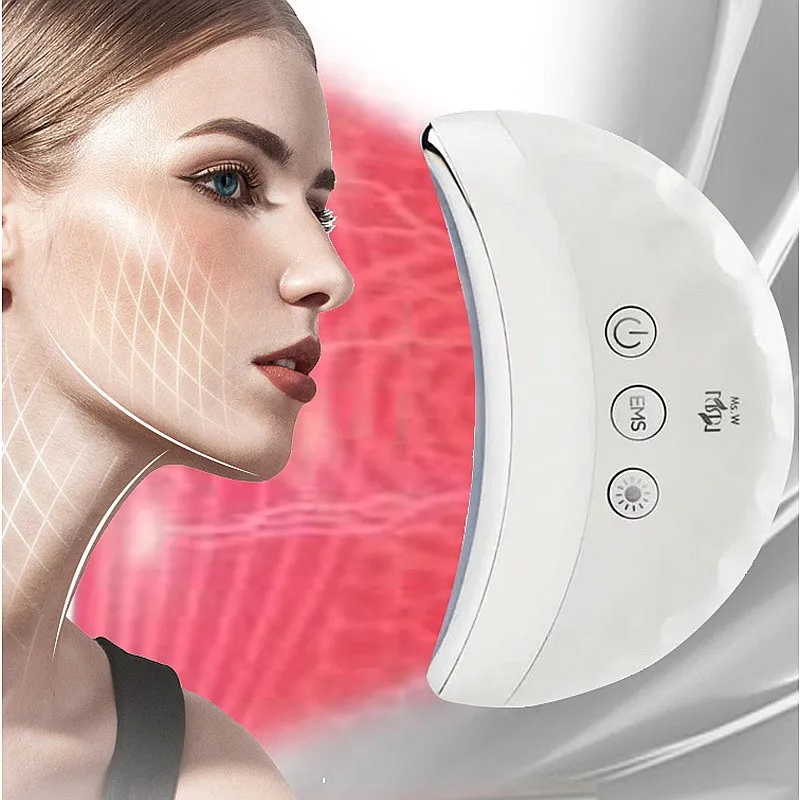 Micro Touch Anti-Wrinkle Instant Face Neck Lifting Standing Vibration Massager Red Light ABS Material USB Plug