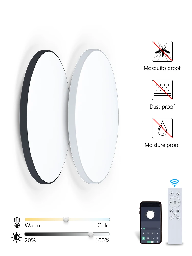 Moderne Deckenleuchten 50W 80W Staub- und Feuchtigkeitsbeständige Intelligente LED-Deckenlampen Fernbedienung APP Wohnzimmer Schlafzimmer Badezimmer