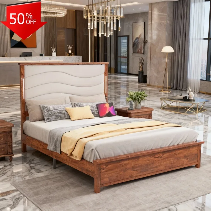 حامل البطاقة إطار سرير مزدوج مع تخزين أثاث غرفة النوم المنزل Sommiers محفظة السرير وإطارات السرير أضواء LED قواعد الغرز والملكة