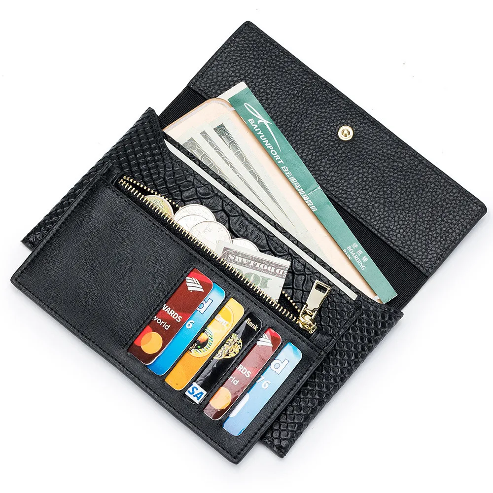 RETROGOO Genuine Leather Women Day Clutches Snake Pattern Cowhide Card Holder Wallet Female Zipper Coin Purse Flap Envelope Bag