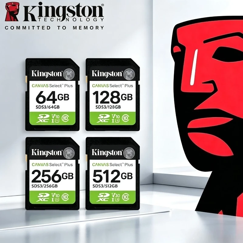 Kingston Canvas Select Plus SD Card 32GB 64GB 128GB 256GB Memory Card Up to 100MB/s read SDS2 Flash Card C10 for Camera