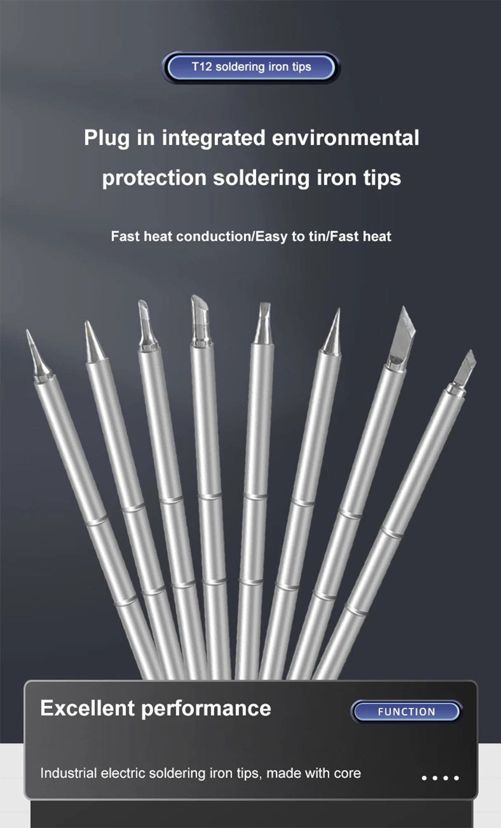 T12 Series High‑Conductivity Soldering Iron Tips For MSS12 SI012 OLED Soldering Station Replacement Parts