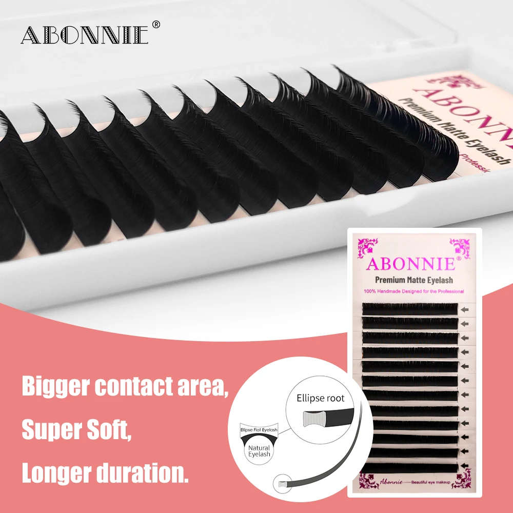 Abonnie Cashmere Ellipse Individual Lashes Split Tips Flat Eyelashes Extensions Ultra Soft Volume Cilios Flat