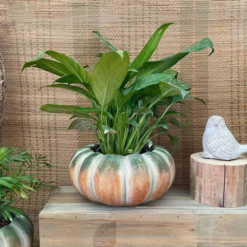 Creative Pumpkin Silicone Mold – Simulated Succulent, Green Plant & Flower Pot Cement Mold for Home