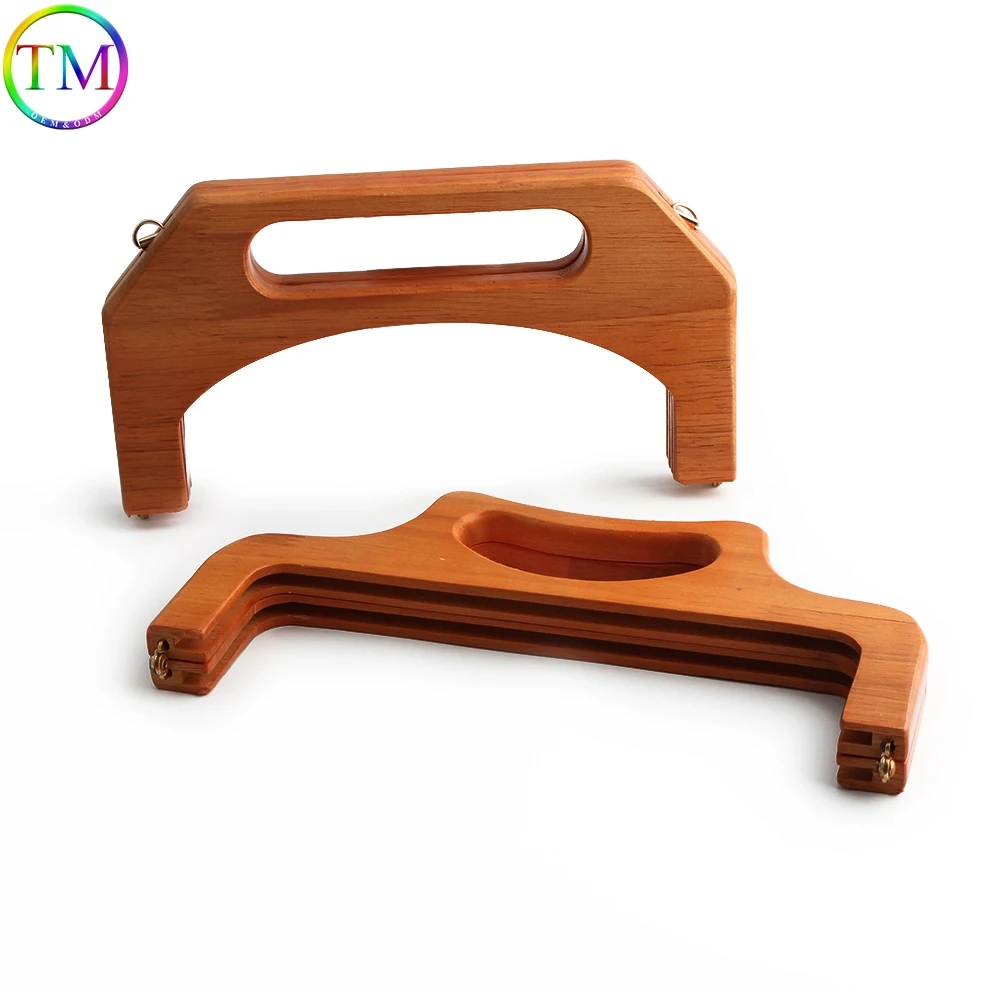 Rettangolo di cammello manico con cornice in legno massello retrò per realizzare borse fatte a mano borsa a tracolla borsa a tracolla con Clip in rovere accessori per borse fai da te