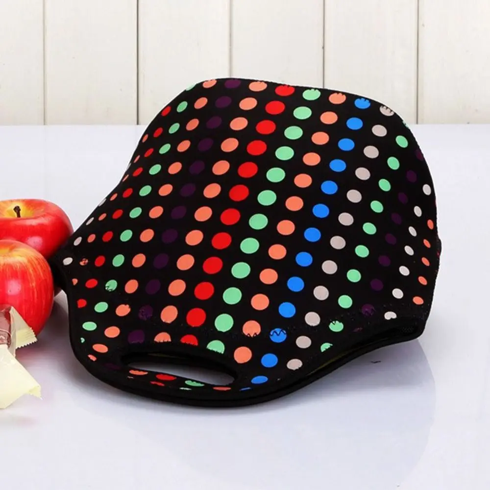 Easy Storage Portable Lunchbox Neoprene Leakproof Travel Lunch Bag Large Capacity Flowers Pattern Insulated Lunch Bag Camping