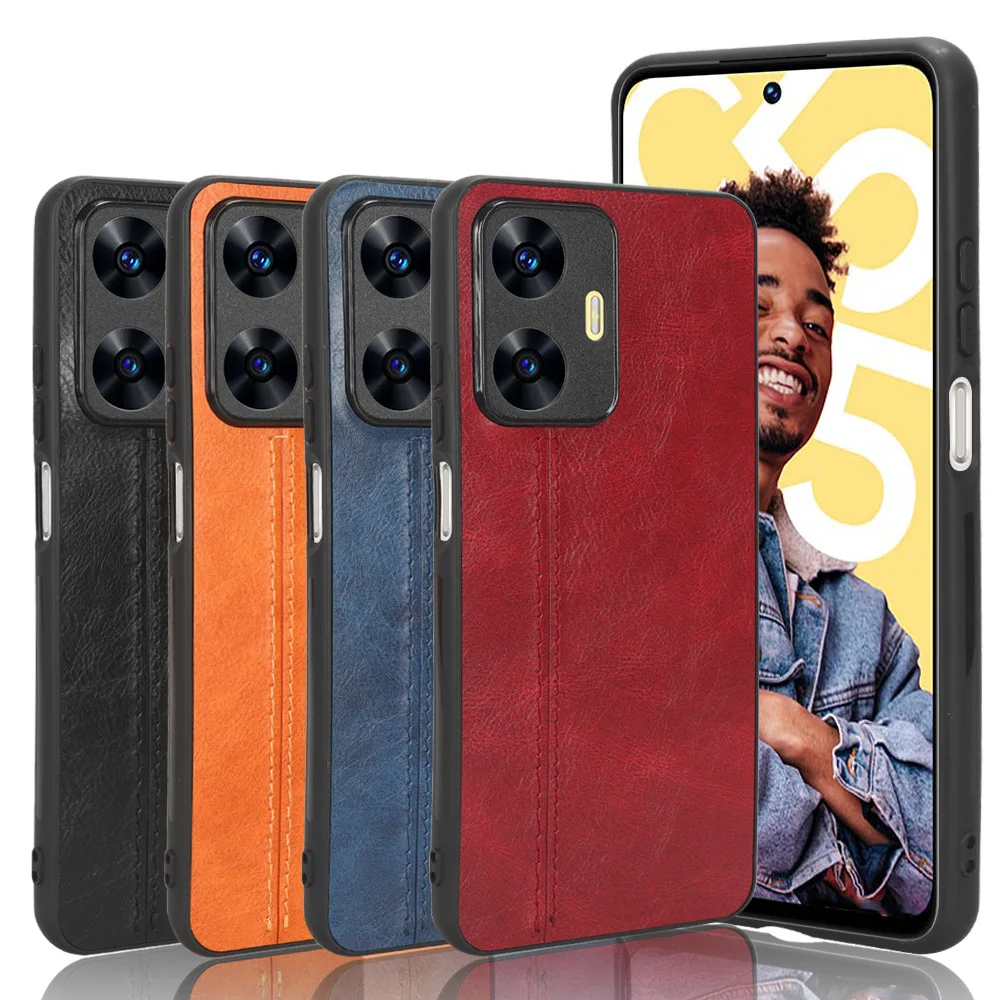 

Новый стиль для Realme C55, 4G, искусственная кожа с мягкими краями, жесткий чехол для телефона OPPO Realme C55 C 55