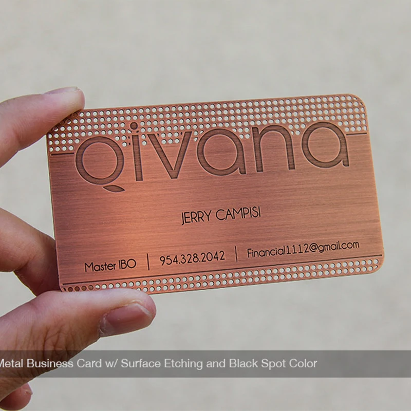 스테인레스 스틸 명함 금속 카드 레드 브론즈 중공 카드 디자인 및 생산