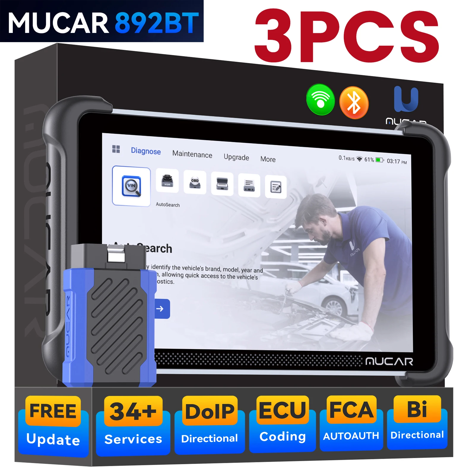 

Оптовая продажа, 3 шт. THINKSCAN 689BT MUCAR 892BT obd2, диагностические инструменты, пожизненное бесплатное обновление, сканер OBD2 CAN FD/DOIP, двунаправленный