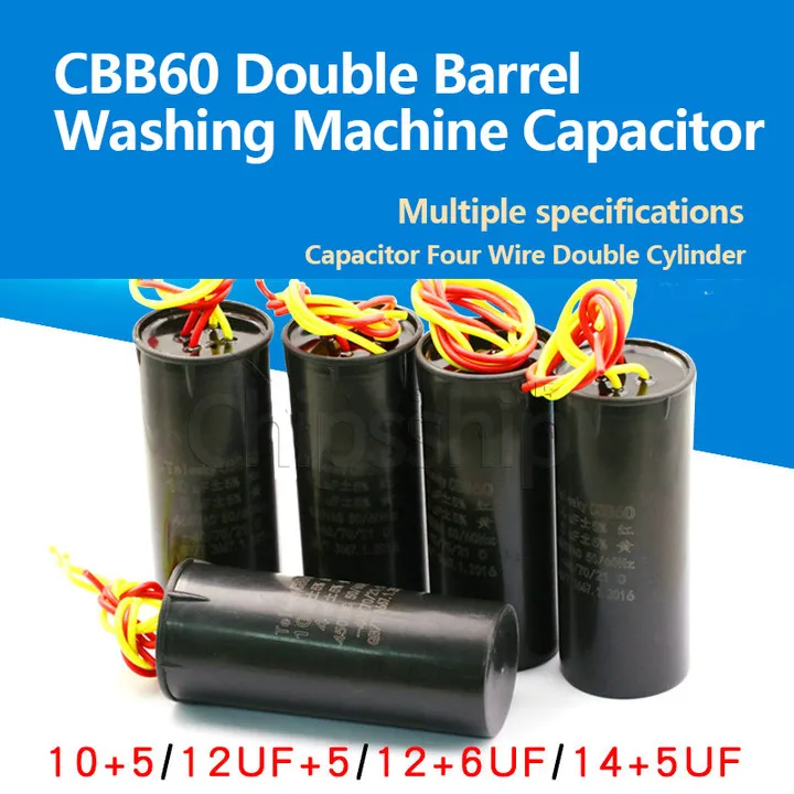 CBB60 Double Barrel Washing Machine Capacitor 10_5 12UF_5 12_6UF 14_5UF Start Capacitor Double Cylinder