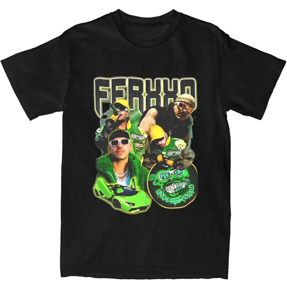 Feid Ferxxo Green T-Shirt Summer 90s Rapper Funny T Shirts Cotton Harajuku Tee Shirt For Men Short Sleeve Casual Clothes