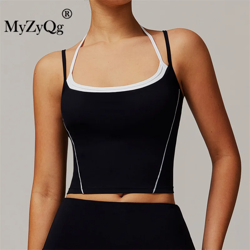 MyZyQg ผู้หญิงโยคะเสื้อกั๊กแขวนคอความงามกลับ Tank Top ความเข้มสูงวิ่งกลางแจ้งฟิตเนส Tank Top เสื้อออกกําลังกาย