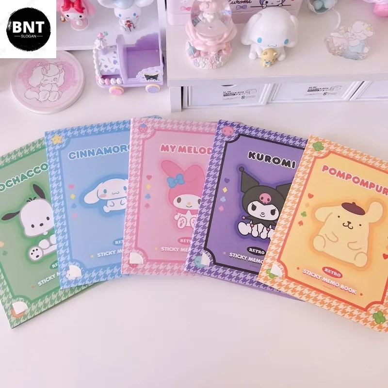 Sanrio Hello Kitty Post it Note Set Kuromi Anime Figure Tearable Portable Message Sticky Notes Memo Booklet Cute Stationery Gift