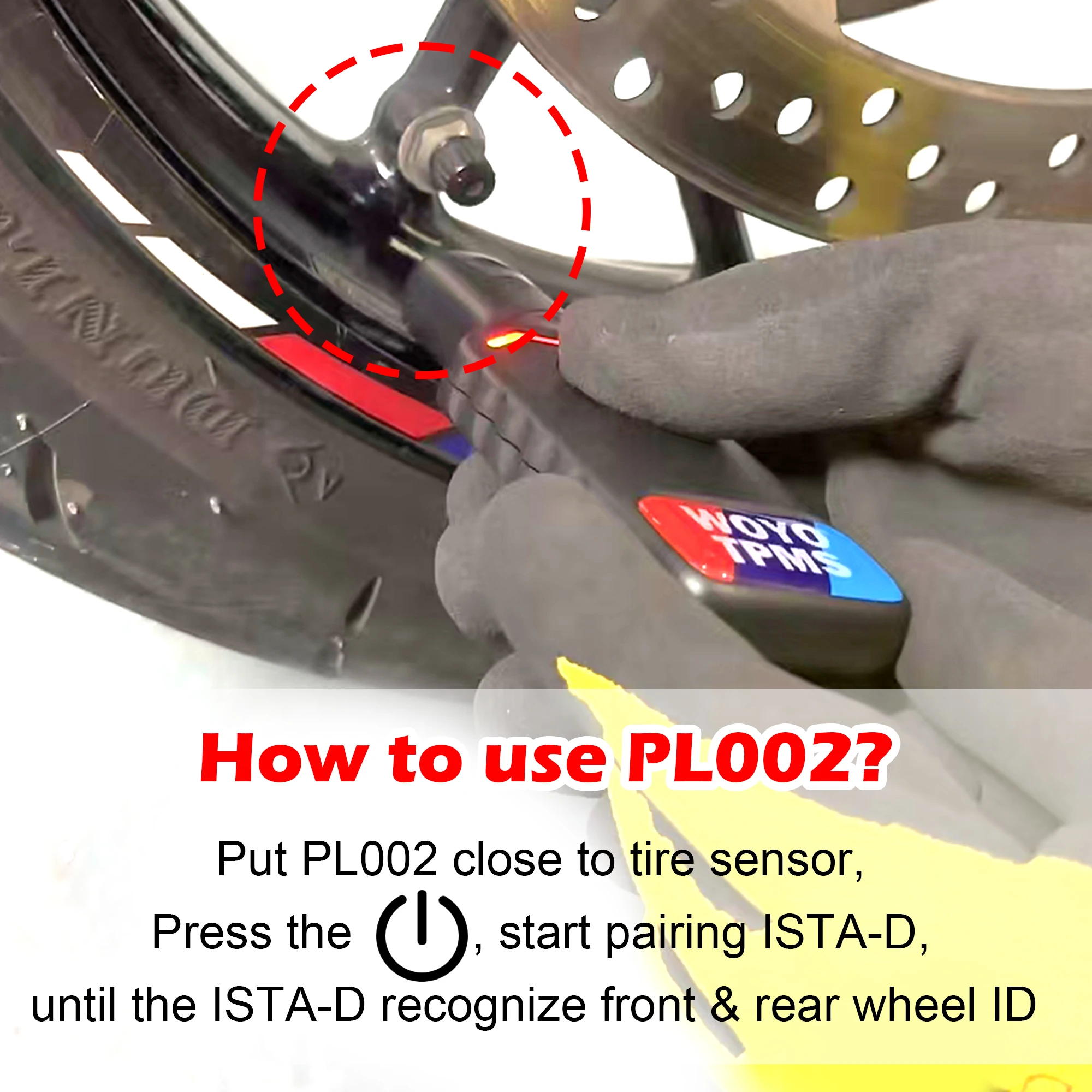 

WOYO PL002 for BMW Motorcycle TPMS Activate Tool Reset TPMS Pressure Sensor Auxiliary ISAT-D Recognizes Tire Pressure Sensor ID