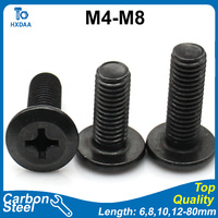 2/ 10/ 20pcs M4 M5 M6 M8 Black Oxide Carbon Steel Phillips Flat Head Machine Screws Chamfered Edge DIN 965 length 6mm-80mm