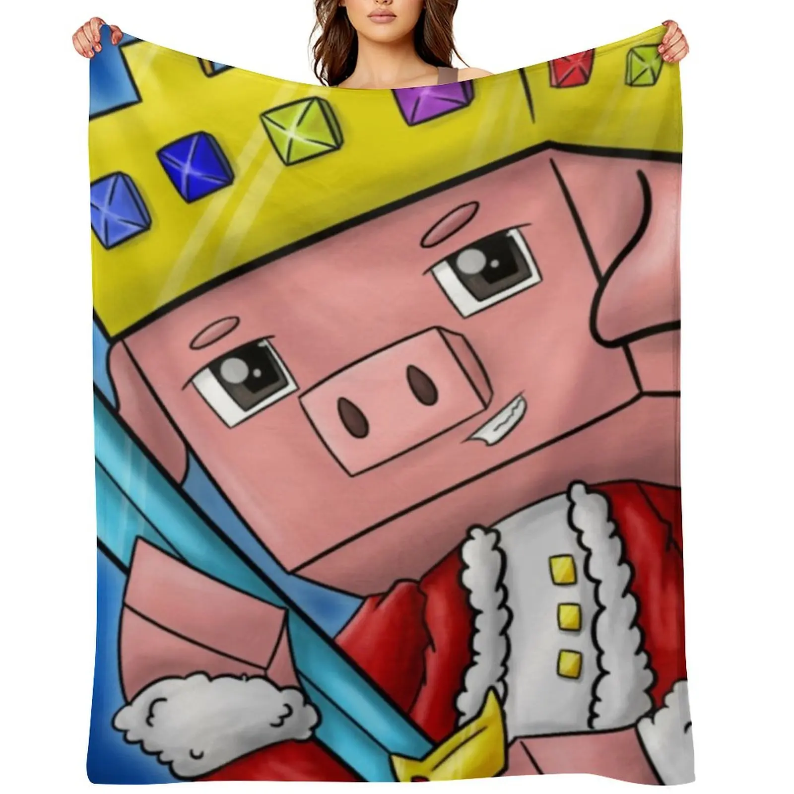 

technoblade king merch Throw Blanket Furry Stuffeds Polar Luxury Blankets