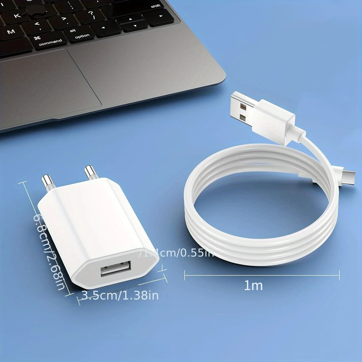 1/2/5Sets 5V 1A USB Charger Travel Wall Charging Head with USB A to Type C USB Charging Cable Phone Adapter Portable EU Plug 5W