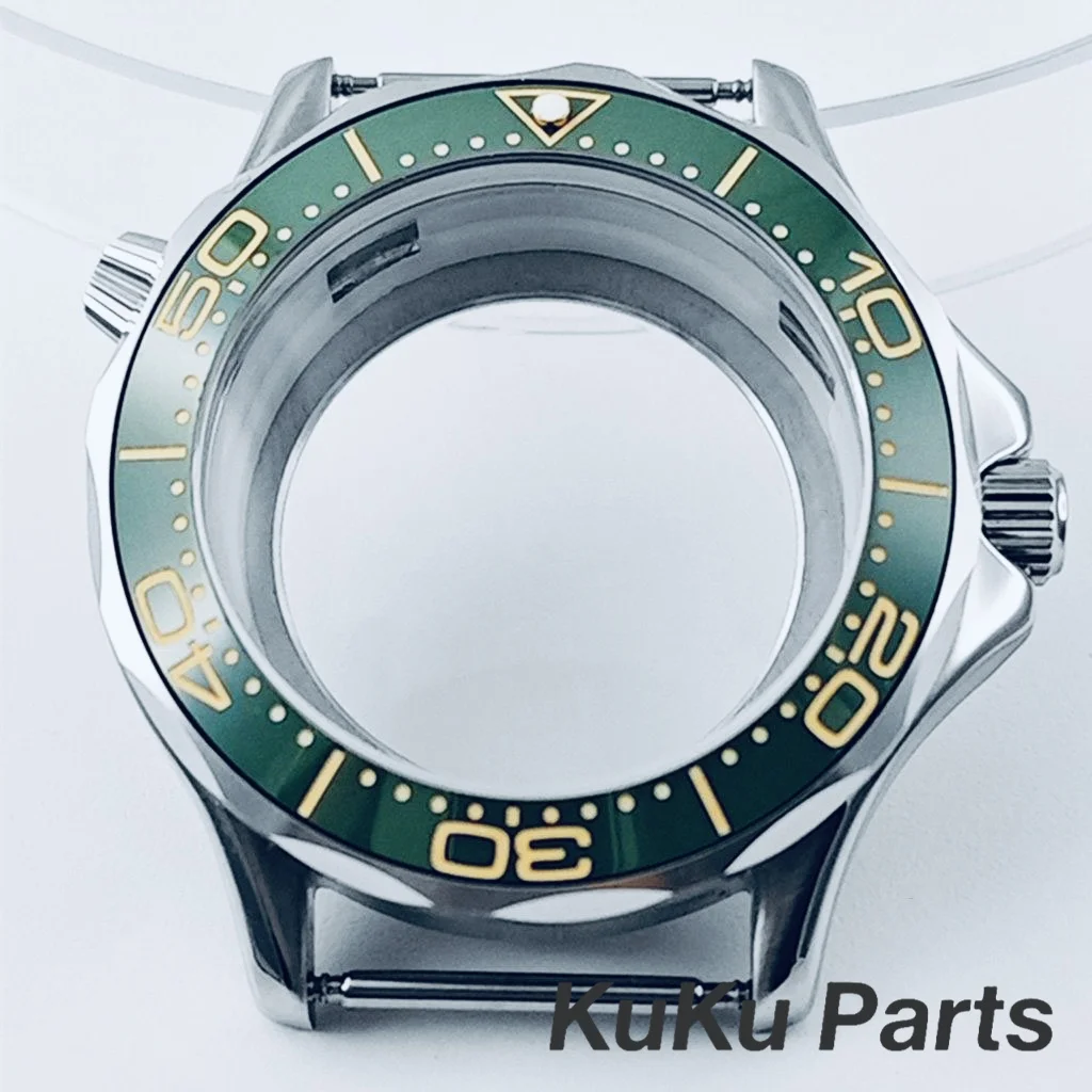 

Корпус часов 41 мм NH35 с прозрачной задней крышкой, запчасти для часов Seamaster 300, для механизмов NH34, NH35, NH36, NH38, NH70, циферблат 31 мм, зеленый безель.