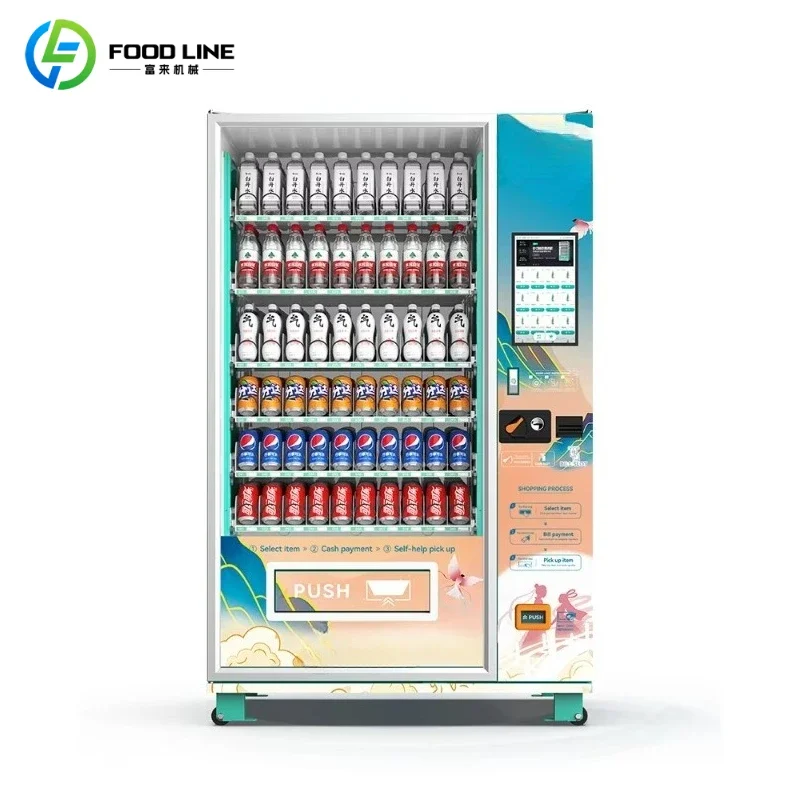 Southeast Asia Snack Drink Combo Vending Machine Soft Drink Food Vending Kiosk Cash Card QR Code Payment