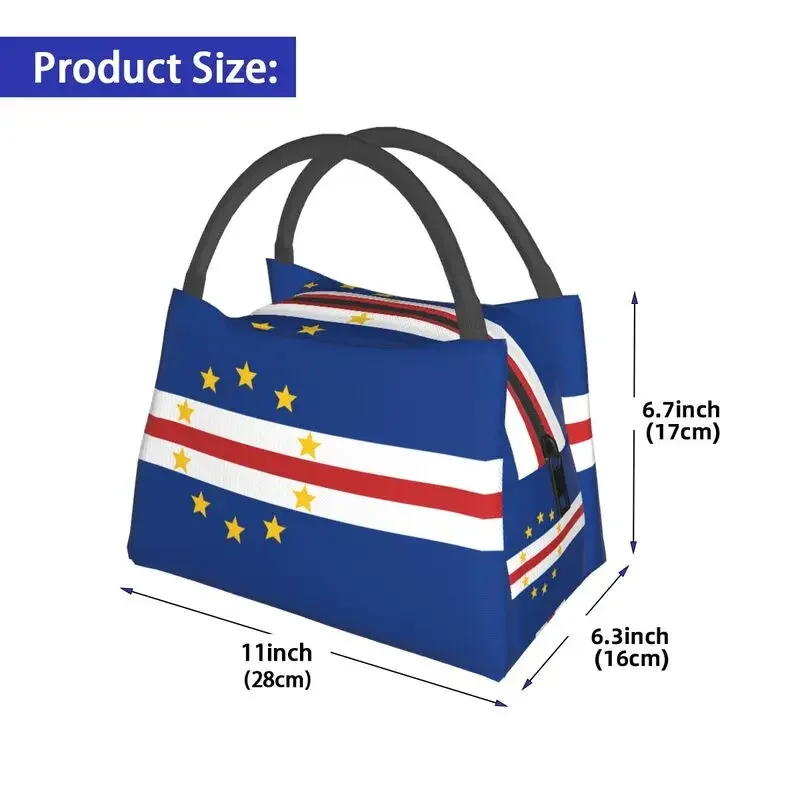 Cape Verde Flag Thermal Lunch Bag Large Reusable Portable Waterproof Cooler Insulated Lunch Box for Work School Picnic Beach