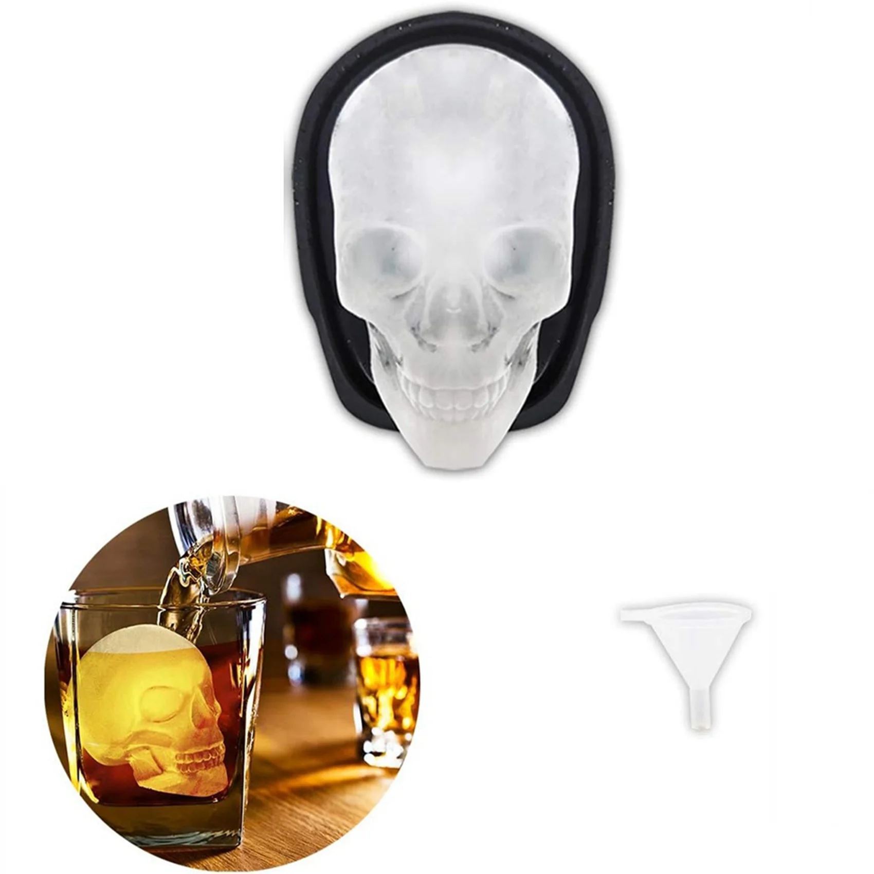 

【NOW SAVE】2X Large 3D Skull Ice Mold Whiskey Skull Ice Party Tray Silicone Ice Mold Big Mouth Cup Skull Ice Machine