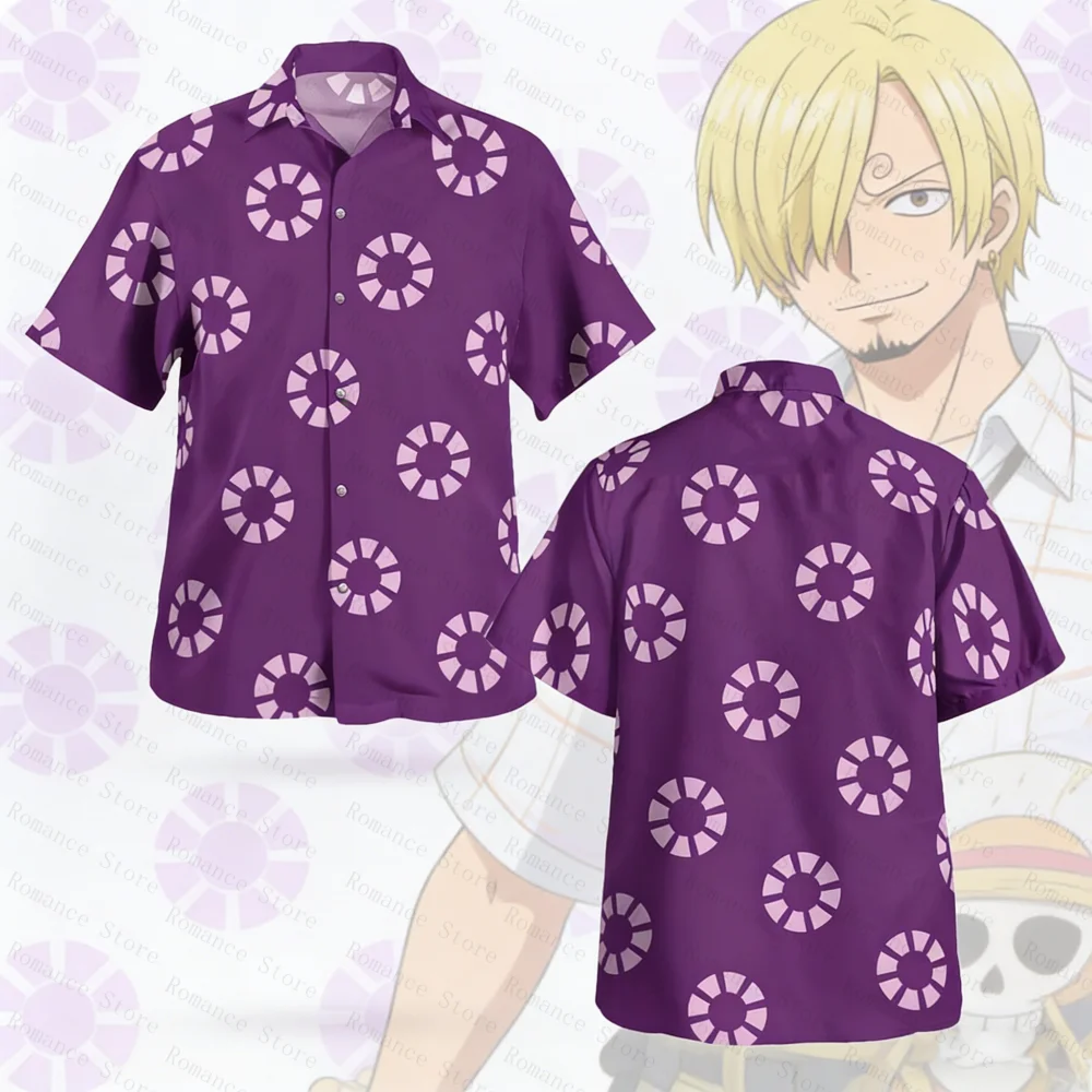 

One Piece Button Up Franky Sabaody Hawaiian Shirt Outfit New 2026 Men's Summer Short Sleeve Printed Couple Shirt Women shirt
