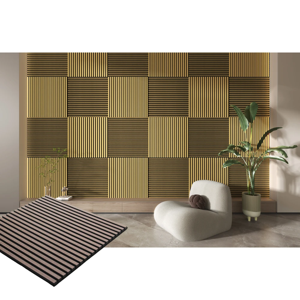 Panel Acústico Rectangular de MDF, Panel Decorativo de Pared para Reducción de Ruido, Listón Decorativo Absorbente de Sonido para Interiores