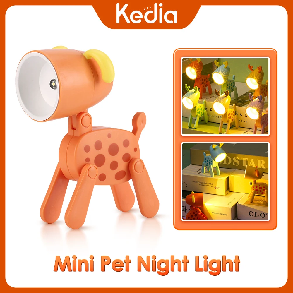 Mini veilleuse LED mignonne pour animaux de compagnie, lampe de table pliante pour animaux de compagnie de dessin animé, décoration de chambre à coucher, lampe d'ornement de bureau, cadeau pour enfant, 1 pièce, 5 pièces, 10 pièces