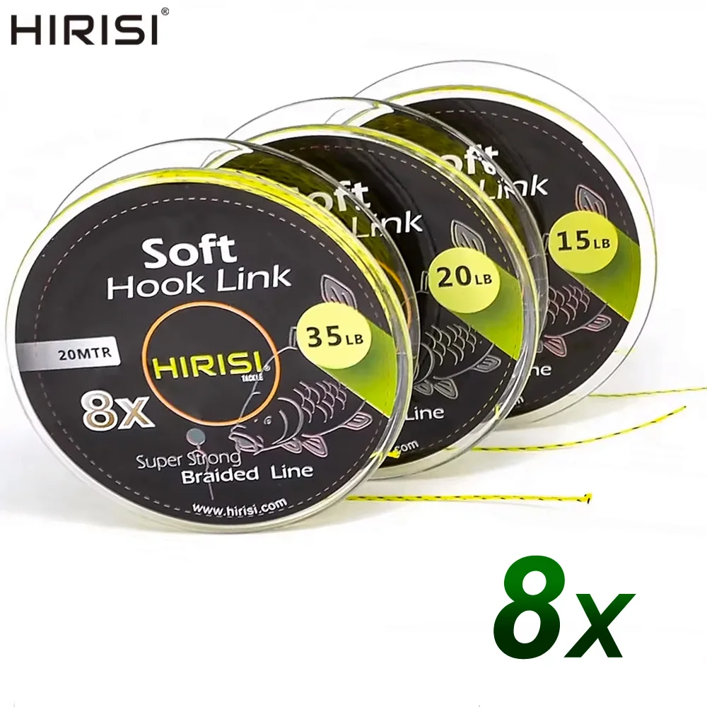 

Hirisi 2pcs Carp Fishing Line 8 strand Braided Hook Link 20m Three Size Coarse Carp Fishing Tackle All For Fishing