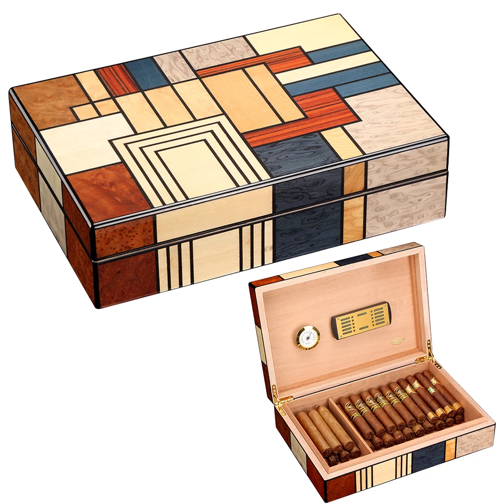 Luxury Cigar Humidor Case Cedar Wood Box Home Smoking Accessories With Hygrometer Cigar Humidifier For Puros Humidor Charuto