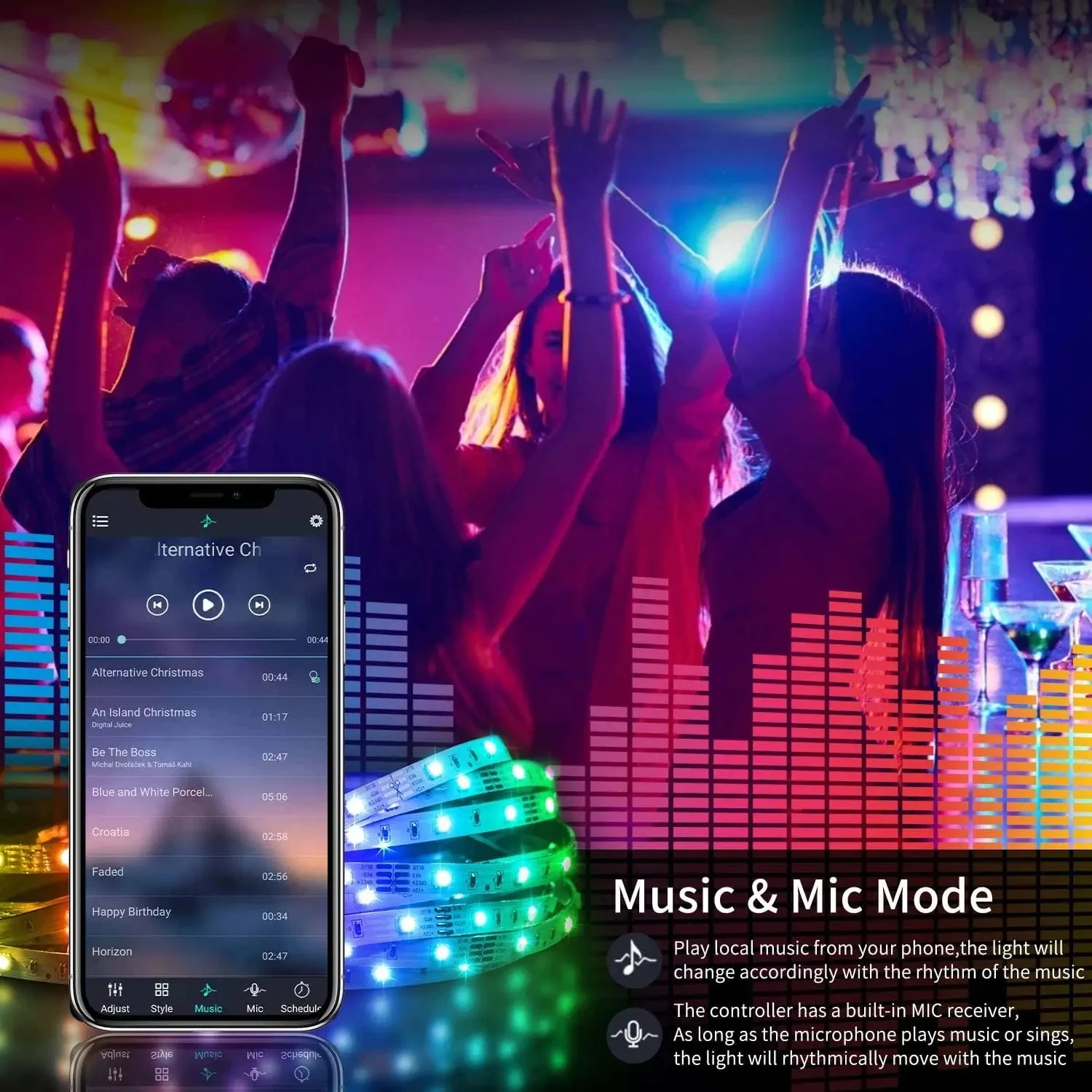 RGB LED Strip Lights APP Control Music Sync Color Changing Lamp With Remote&App Control Room Lighting Luces Led