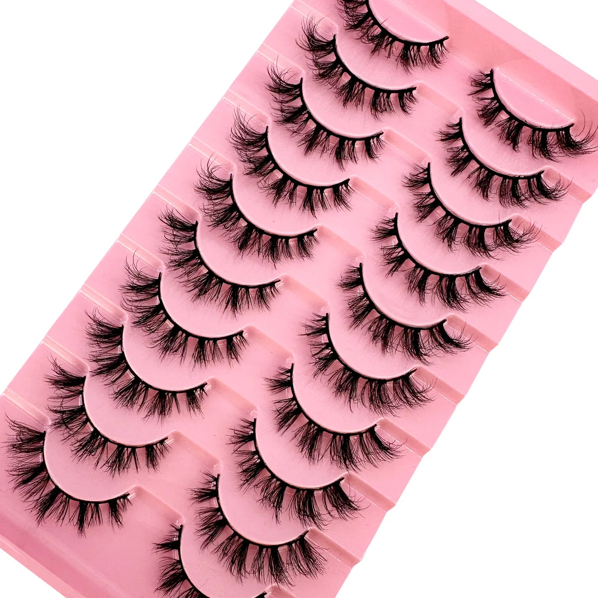 Faux-Cils 3D en Faux Vison, Naturels, Courts et Bouclés, Touffus, Souples, Touches Optiques, fissuraminants, Vente en Gros, 10 Paires, Nouveauté