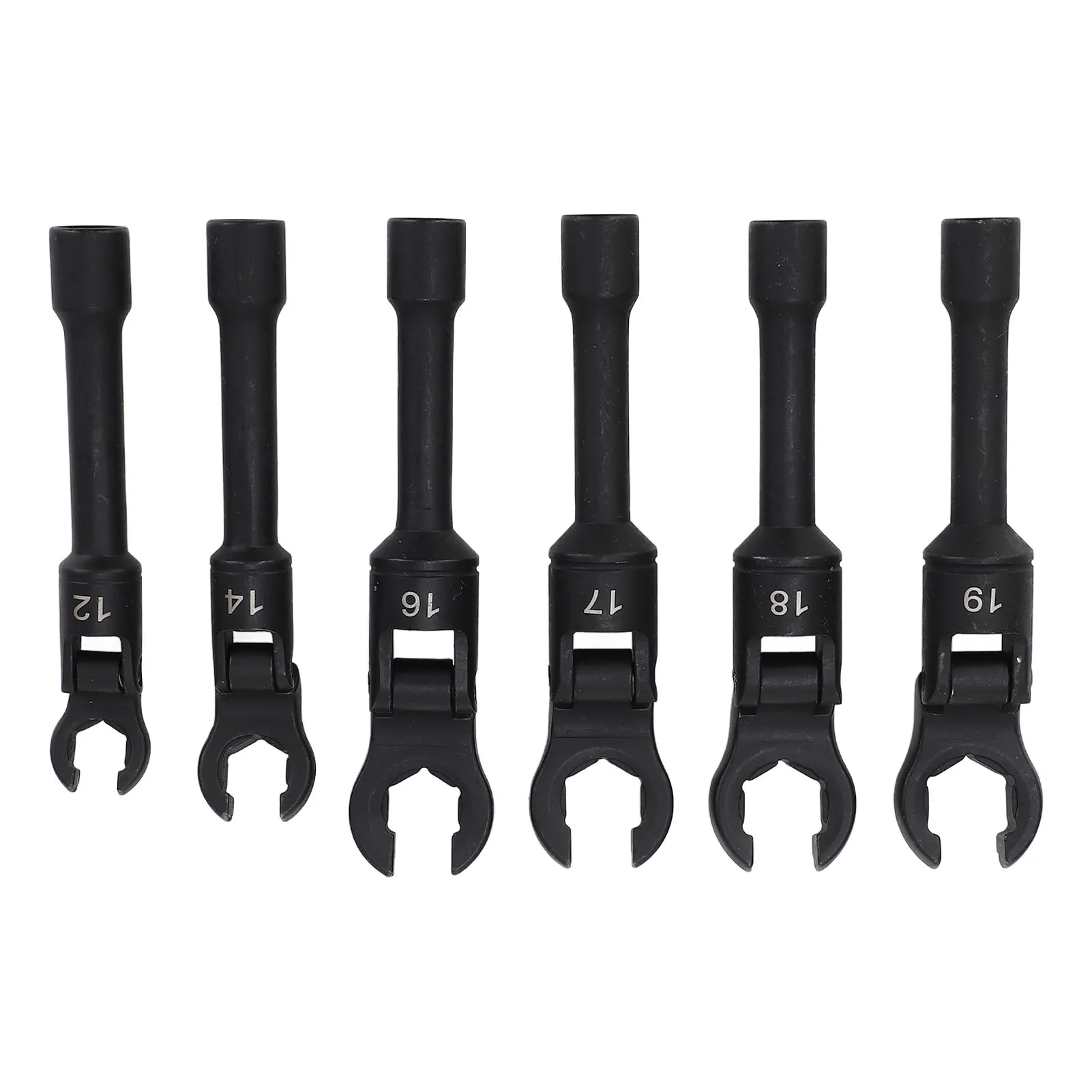 6‑Piece 180° Flexible‑Head Crowfoot Flare Nut Wrench Set 1/2in & 3/8in Metric Drive Hand Tool For 12‑19mm Nut Dismantling Operat