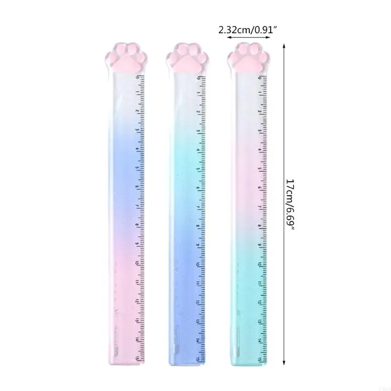 F68B 2PCS Cartoon Ruler Straight Math Pradting Resuping 0-15cm للطفل